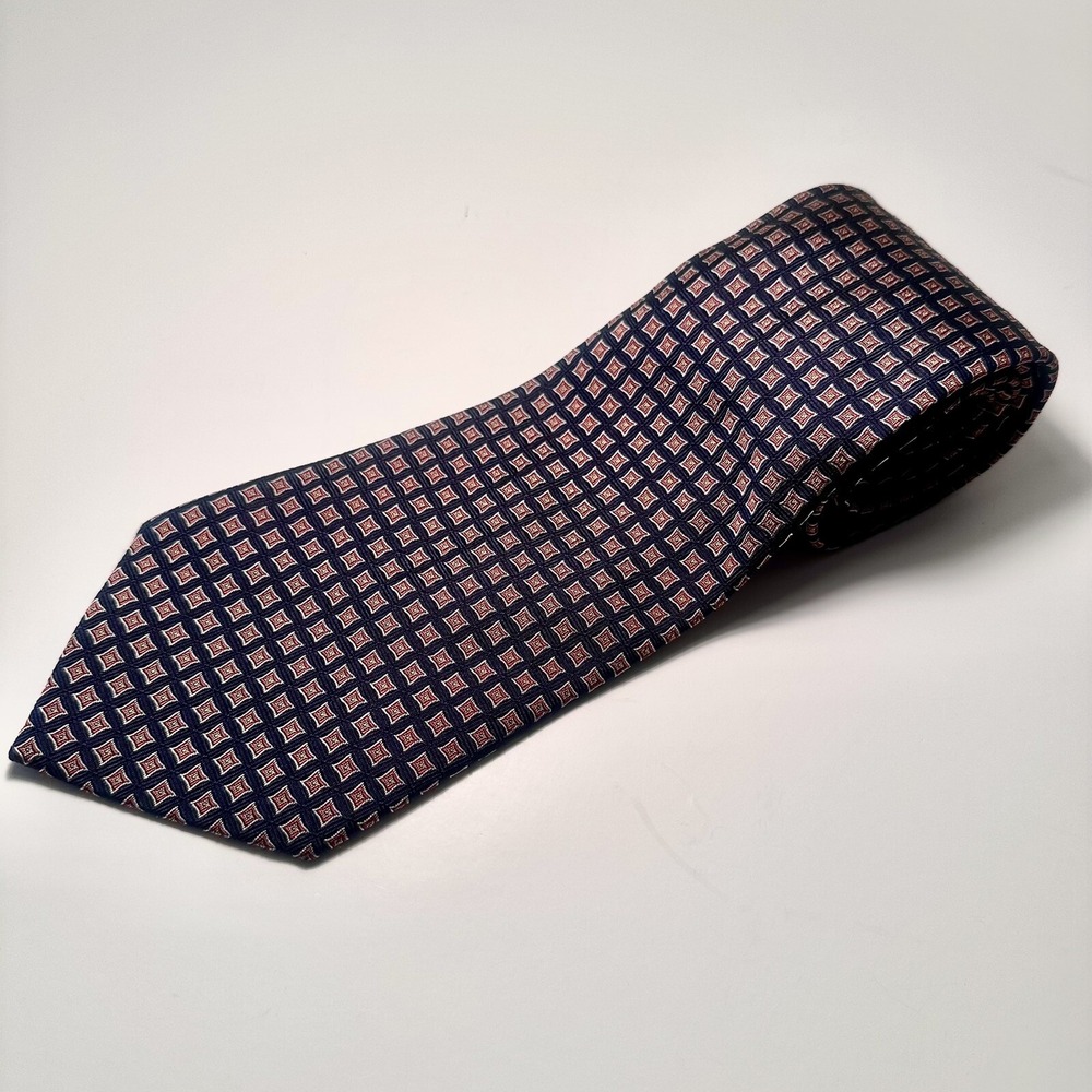 Polo Ralph Lauren Silk Neck Tie Blue Red Geo Made in the USA Length 58" Width 4"